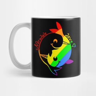 rainbow narwhale zen ying yang Mug